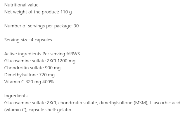 UNS Glucosamine Chondroitin MSM 120 caps